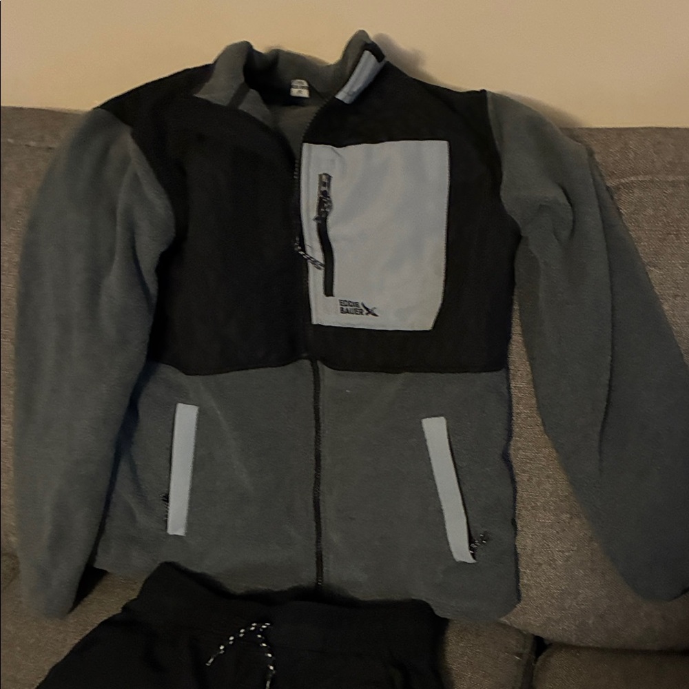Eddie Bauer Black and Gray Fleece Jacket